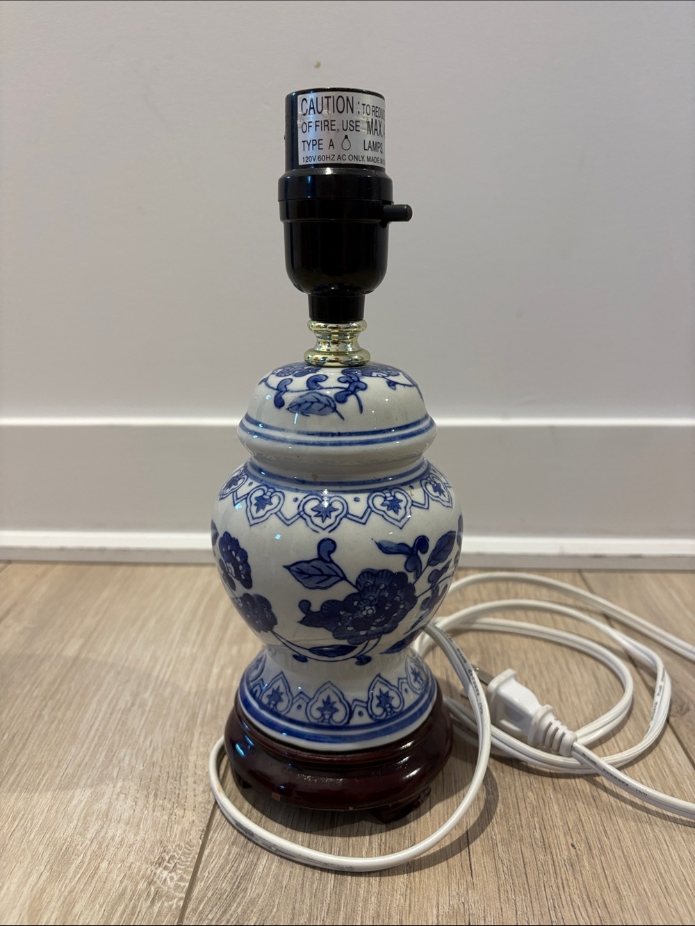 Blue and White Floral Ceramic small Table Lamp